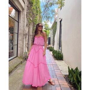 S/W/F Dynamic MAXI DRESS Pink Wine Tasting Wedding Guest Brunch Size S NWT$389